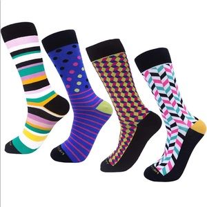 Cool mens socks fun colorful prints four pairs